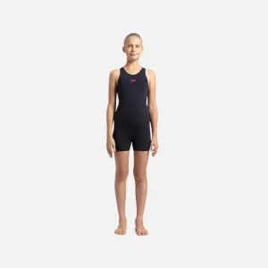 Speedo Kids Girls Essential Endurance  Legsuit -Navy/Electric Pink