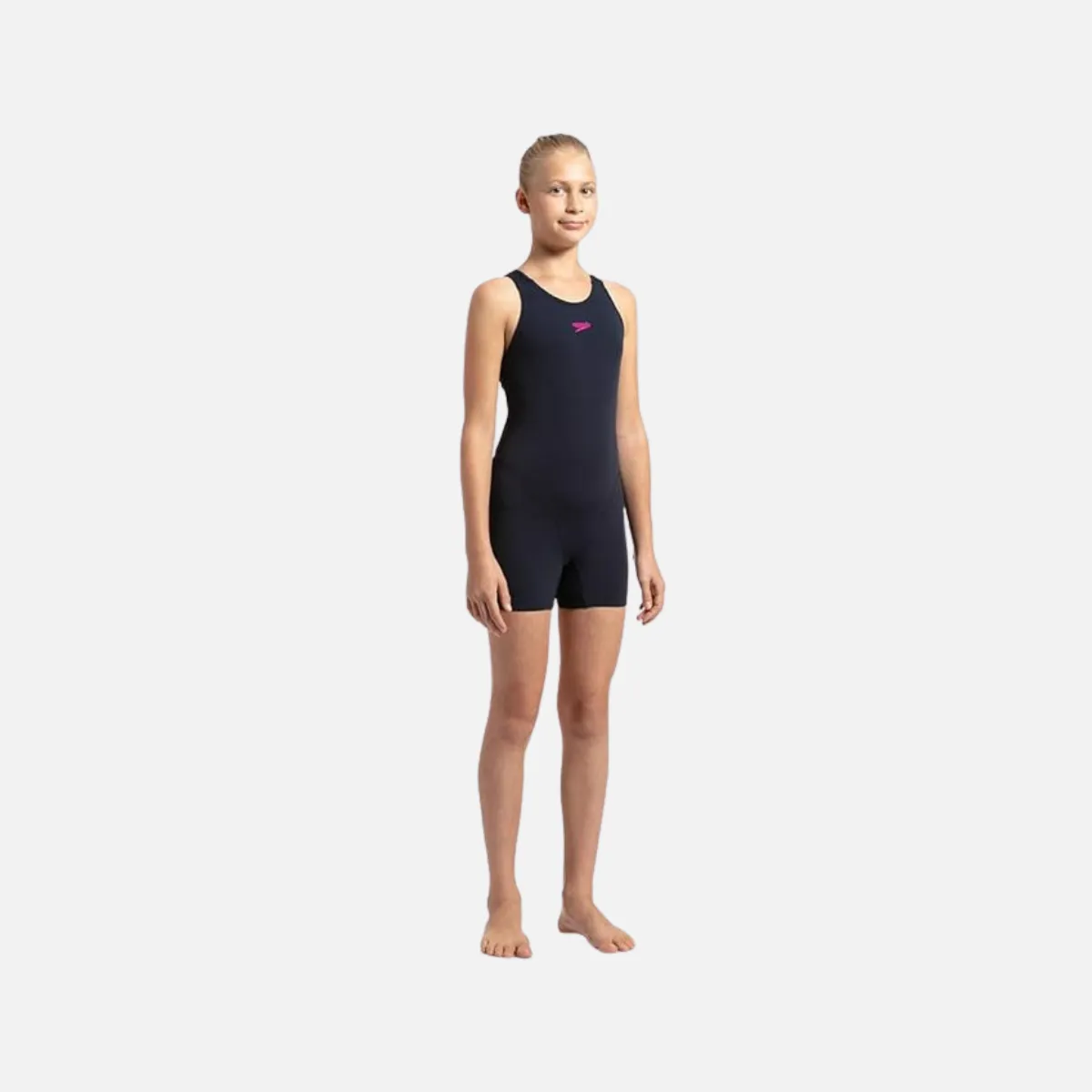 Speedo Kids Girls Essential Endurance  Legsuit -Navy/Electric Pink