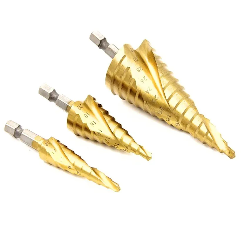 Spiral Step Drill 3 Piece Set | 1/4" | 4-12mm/4-20mm/4-32mm