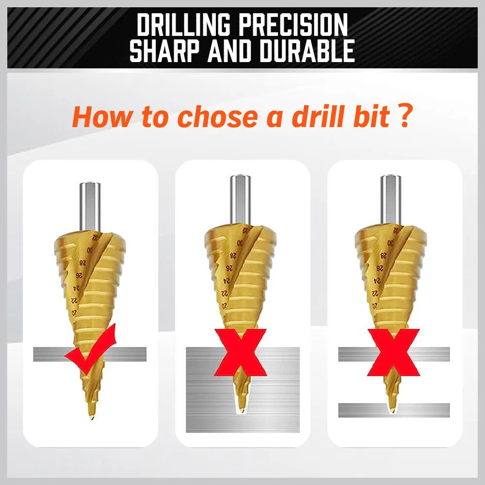 Spiral Step Drill 3 Piece Set | 1/4" | 4-12mm/4-20mm/4-32mm