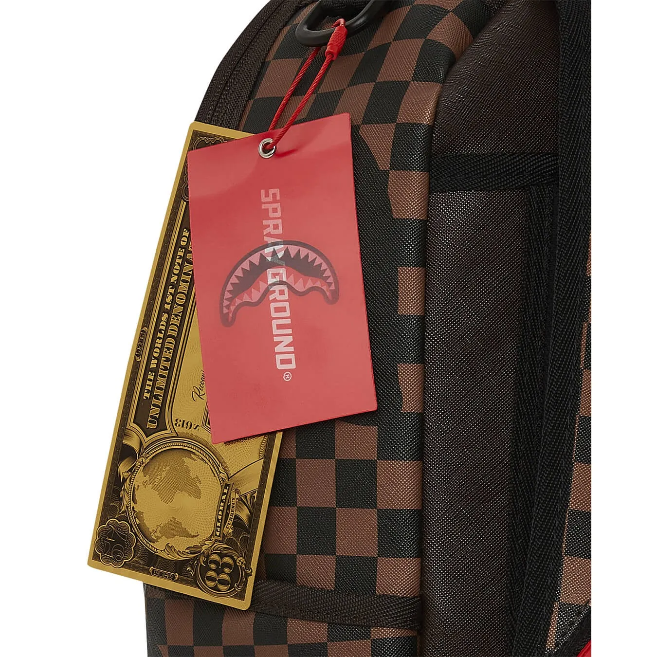 Sprayground Exterior Gold Zip Pocket Sharks In Paris Backpack (Dlxv) Brown/Camo