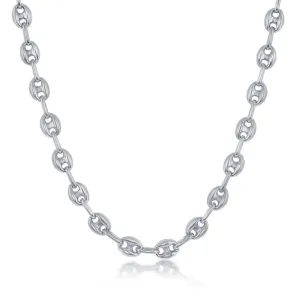 Sterling Silver 6mm Puffed Marina Chain - Rhodium Plated