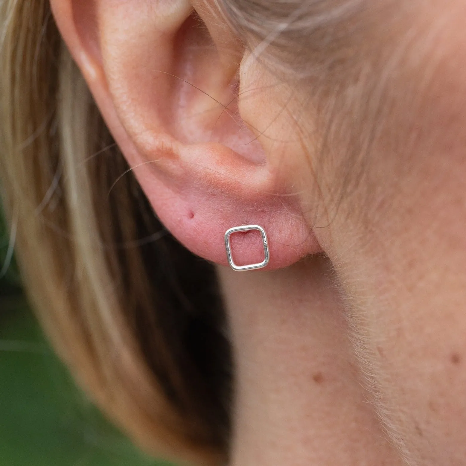 Sterling Silver Mini Studs Geo Square