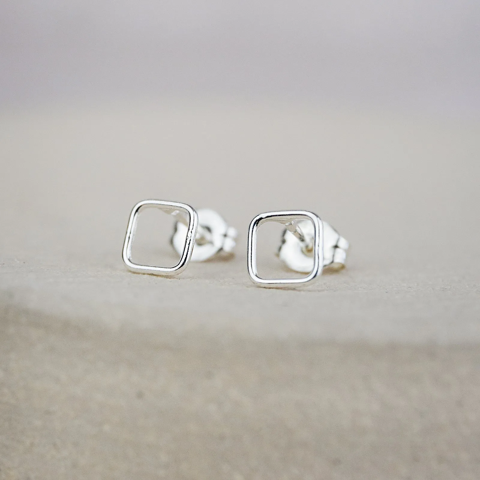 Sterling Silver Mini Studs Geo Square