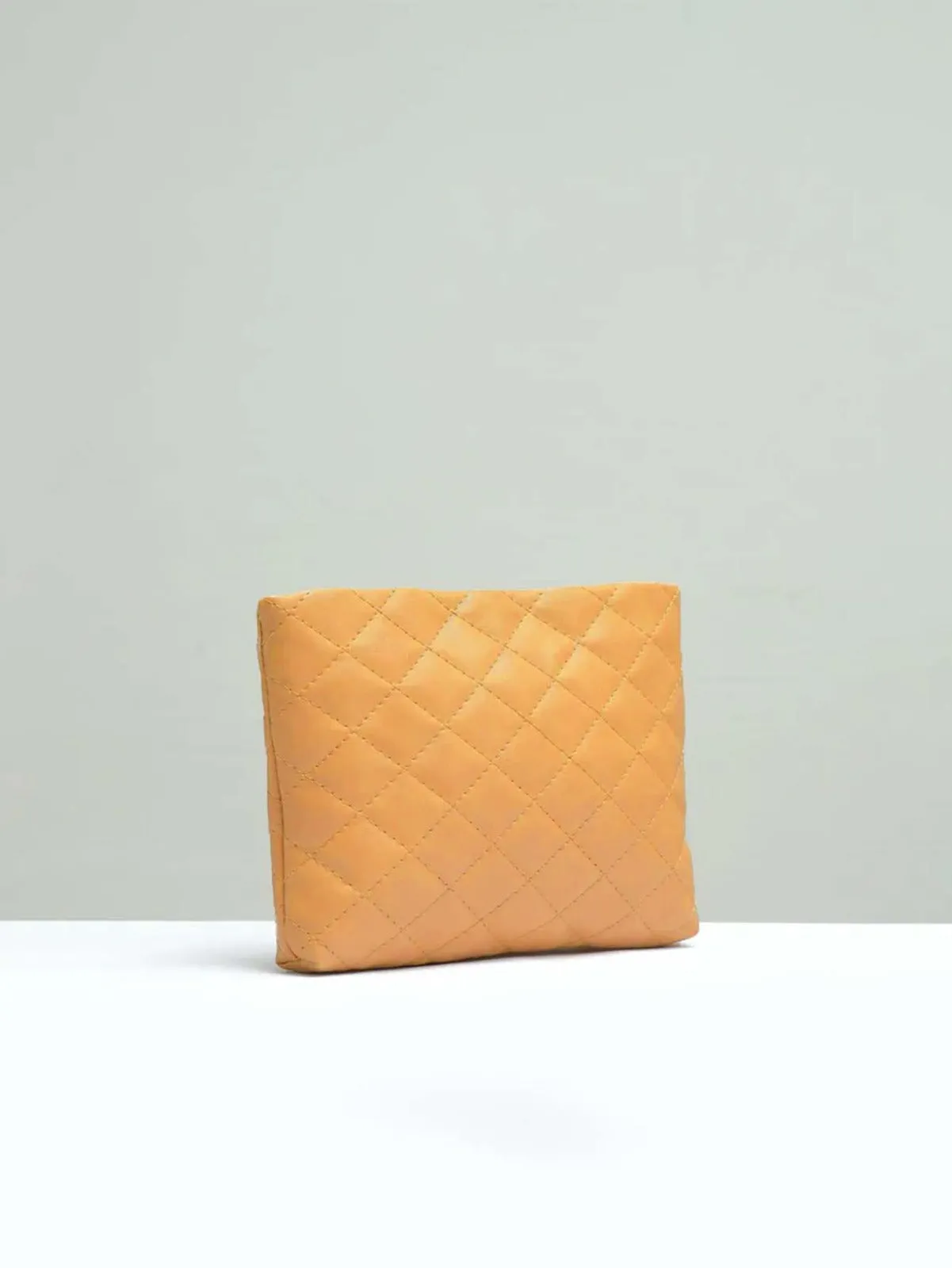Stitch Detail Chain Square Bag - Camel- FD ⚡