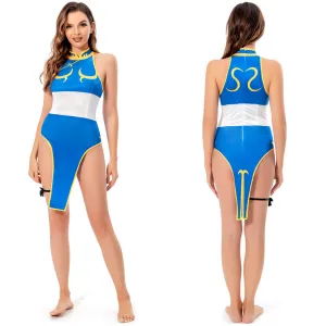 Street Fighter(SF) Chun-Li Sexy Swimsuit Cosplay Costume Dress Swimwear Outfits Halloween Carnival Suit