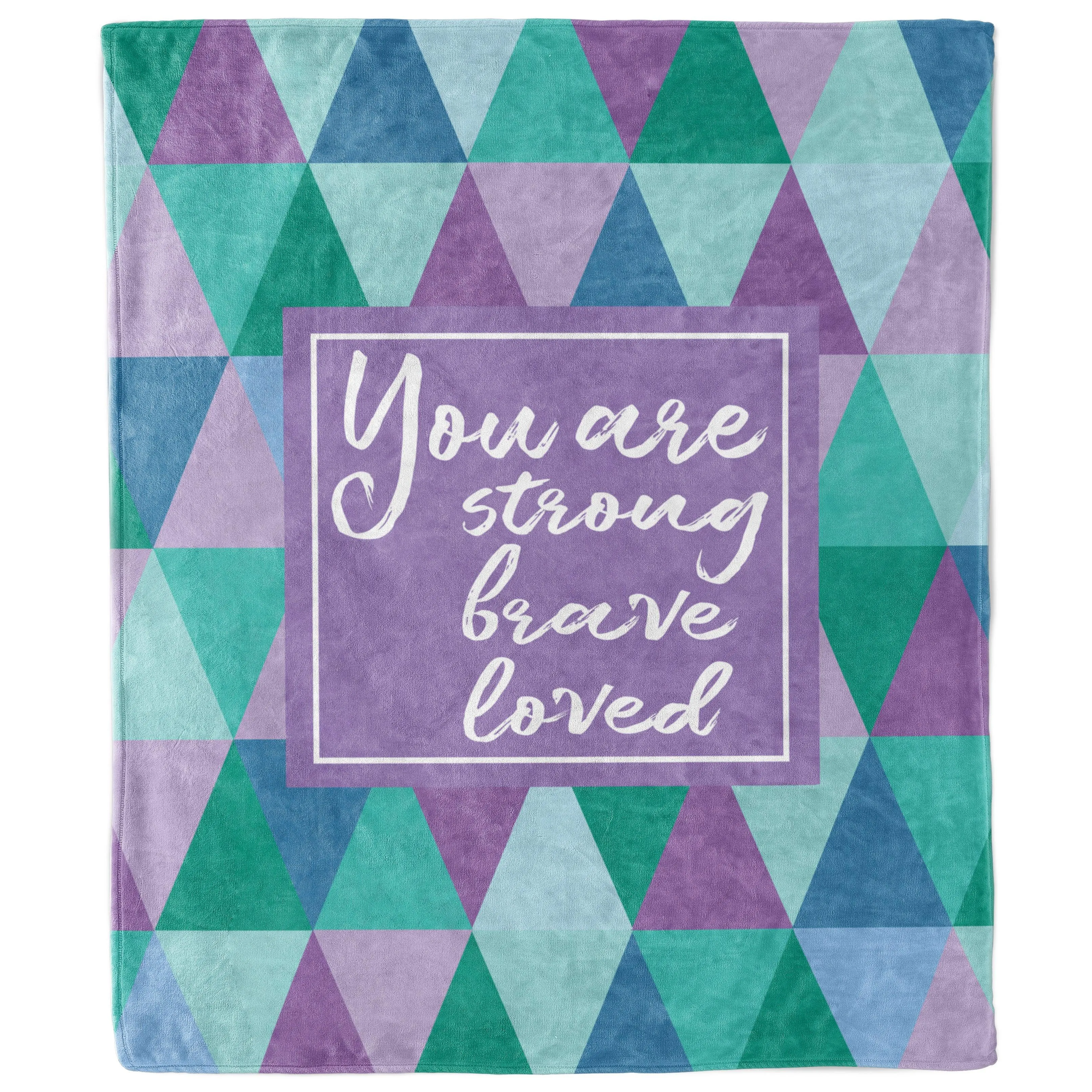 Strong, Brave, Loved Purple and Teal Blanket