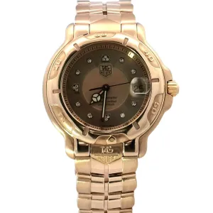 TAG Heuer Chronometer Yellow Gold 39mm Champagne Diamond Dial Watch | Ref# WH514