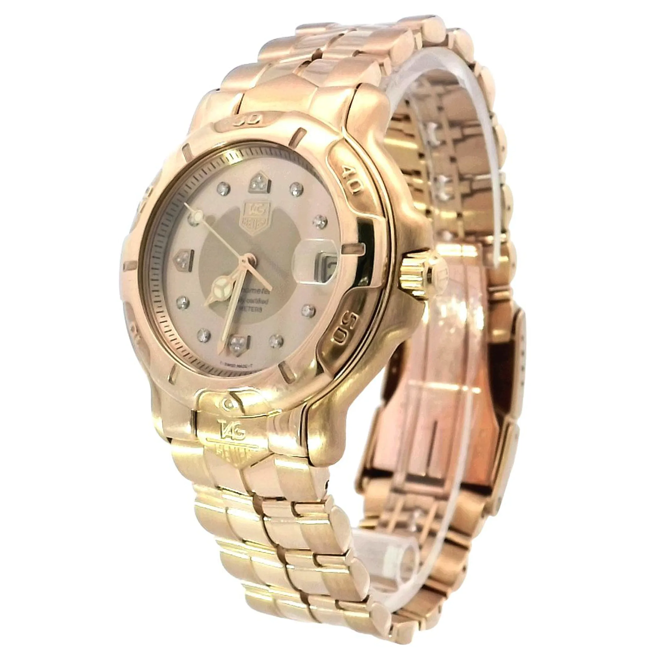 TAG Heuer Chronometer Yellow Gold 39mm Champagne Diamond Dial Watch | Ref# WH514