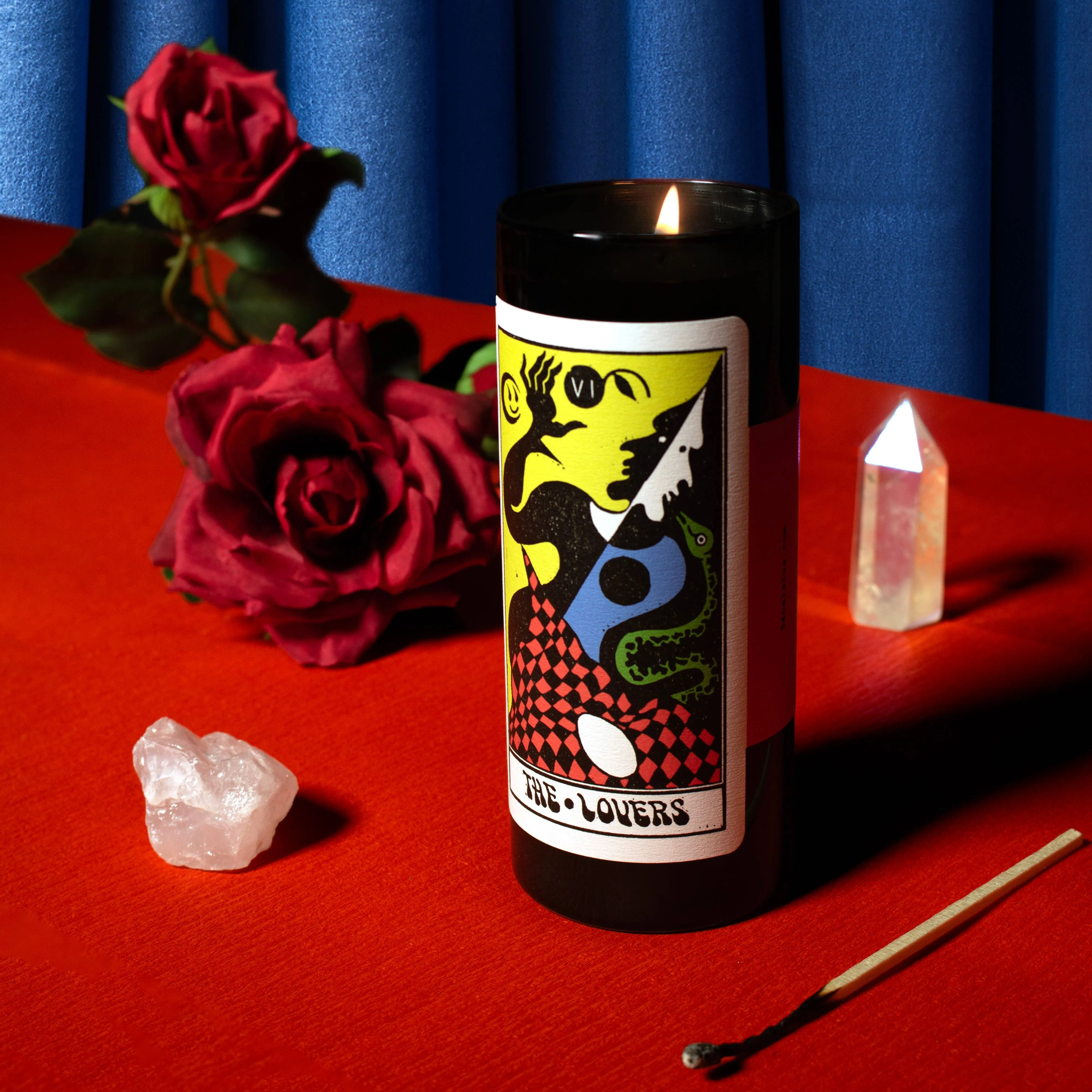 Tarot Lovers Candle - Orange & Moss