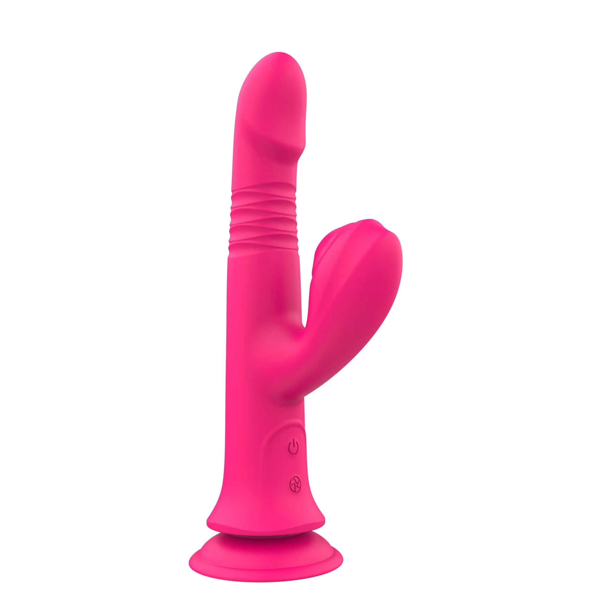 The Wave - Thruster Sucker - Stotende Vibrator met Zuignap en Clitoris Sucker - Roze