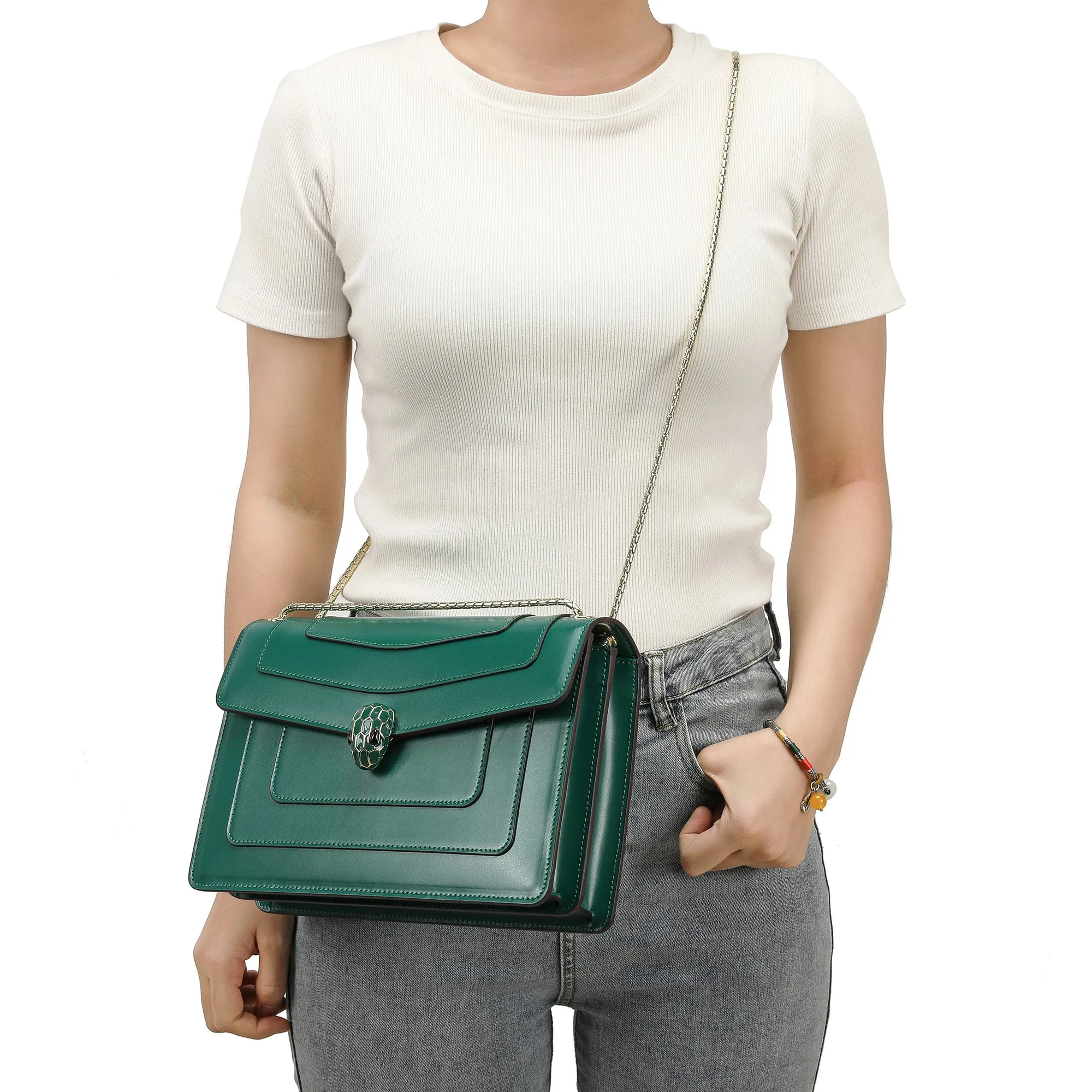 Tiffany & Fred Smooth Leather Foldover Crossbody/Shoulder Bag