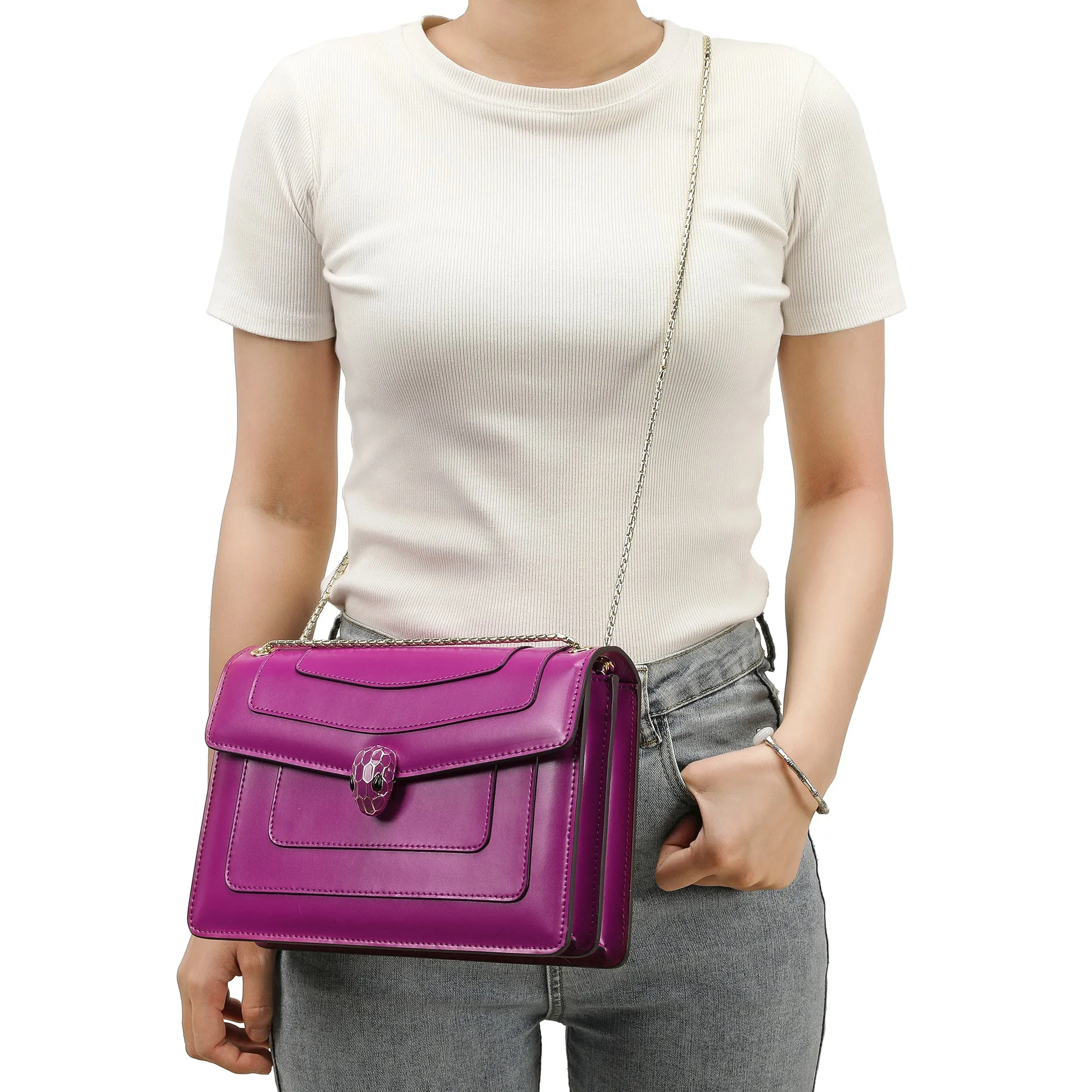 Tiffany & Fred Smooth Leather Foldover Crossbody/Shoulder Bag