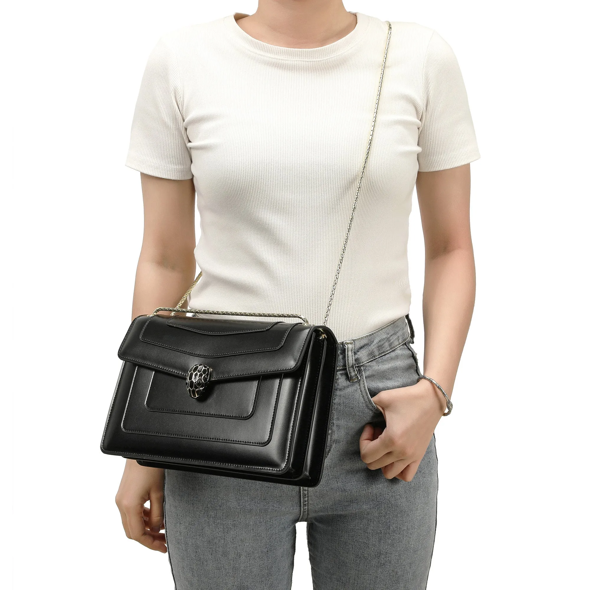 Tiffany & Fred Smooth Leather Foldover Crossbody/Shoulder Bag