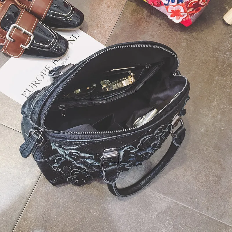 Top-Handle / Crossbody Bag  <br>Genuine-Leather