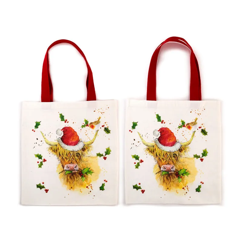 Tote Shopping Bag - Jan Pashley Christmas Highland Coo