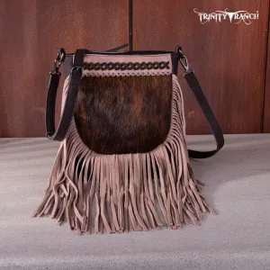 TR171-8360  Trinity Ranch Hair-On Cowhide Fringe Crossbody Bag -Coffee