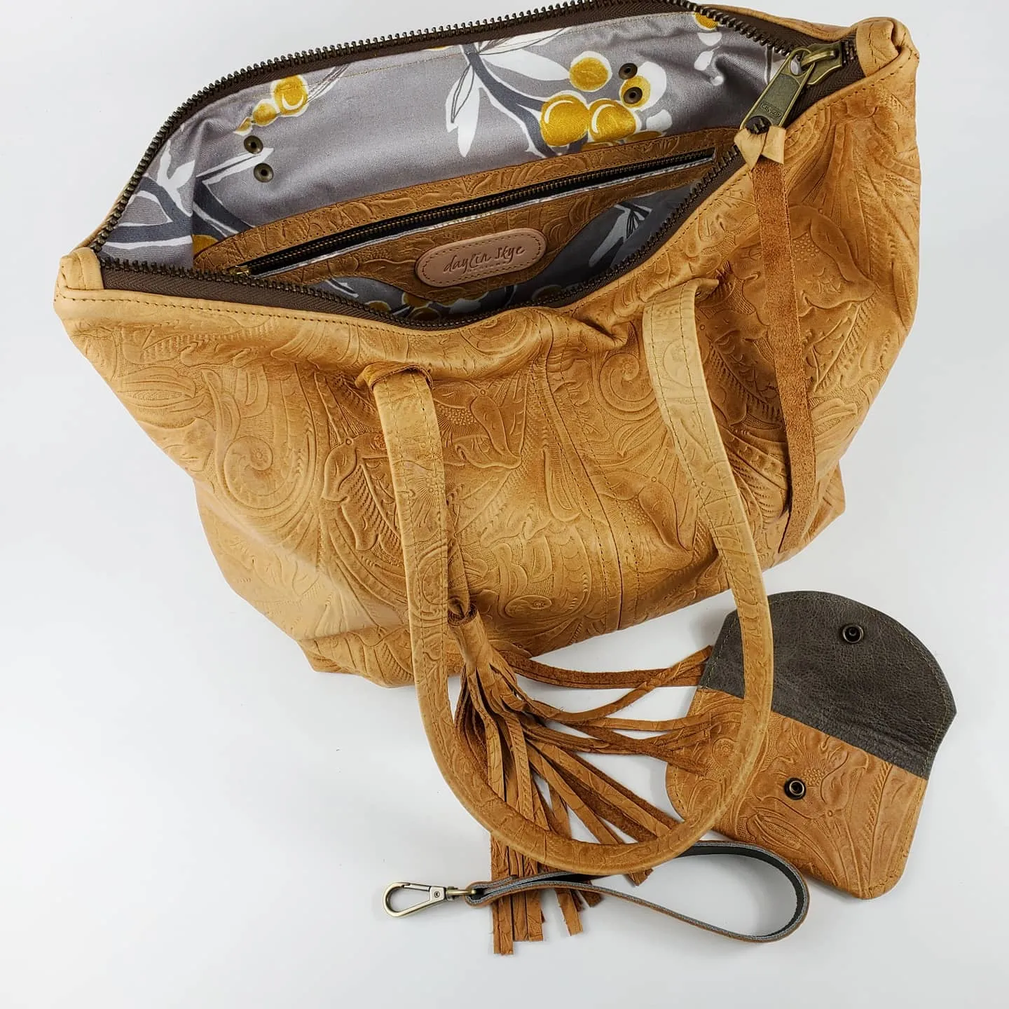 Traveler Tote ~ Tawny Embossed Floral