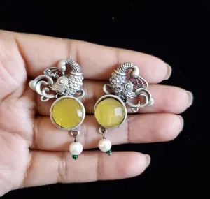 Trendy Earring With Oxidised Plating HL20 Yellow