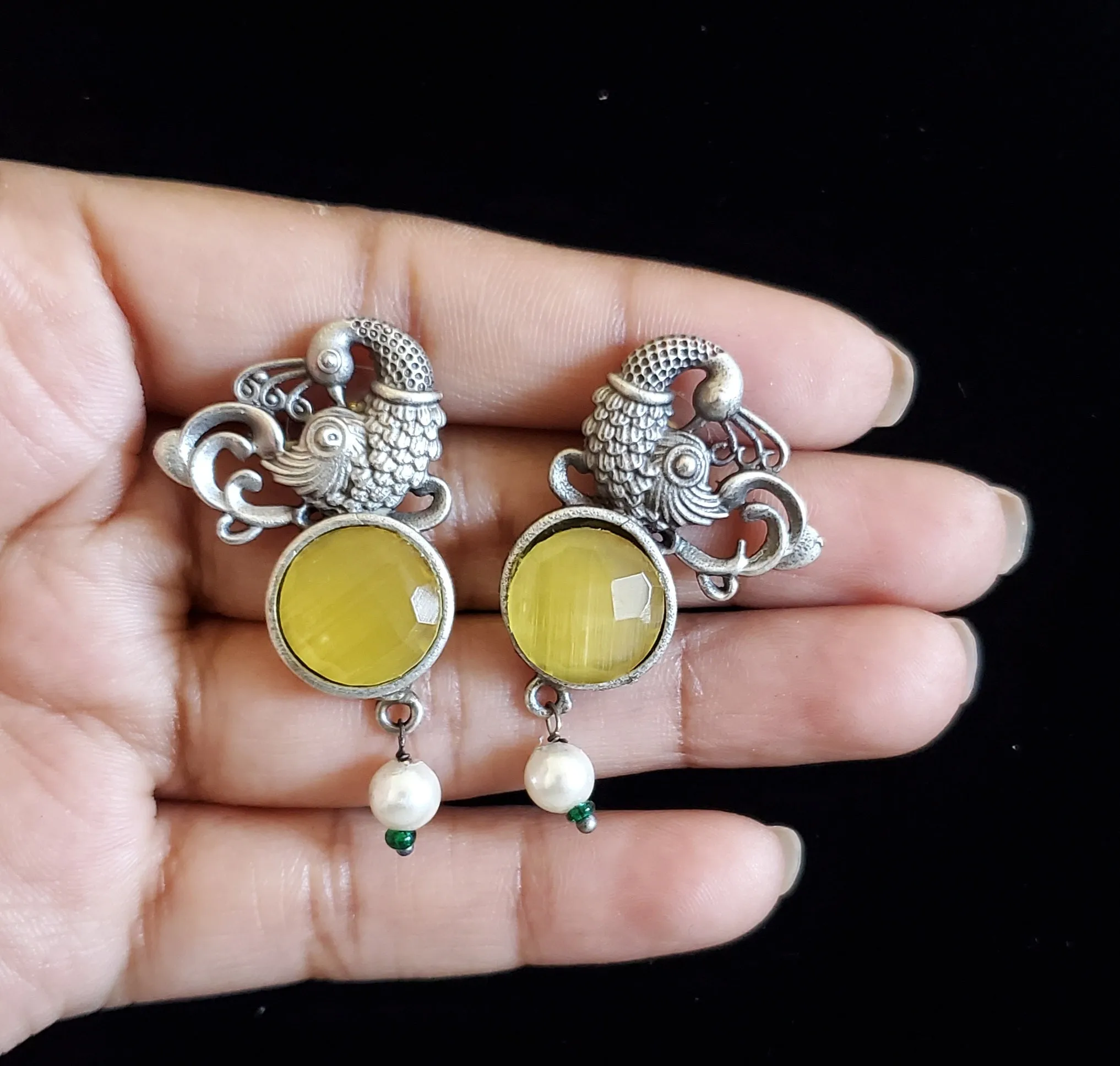 Trendy Earring With Oxidised Plating HL20 Yellow