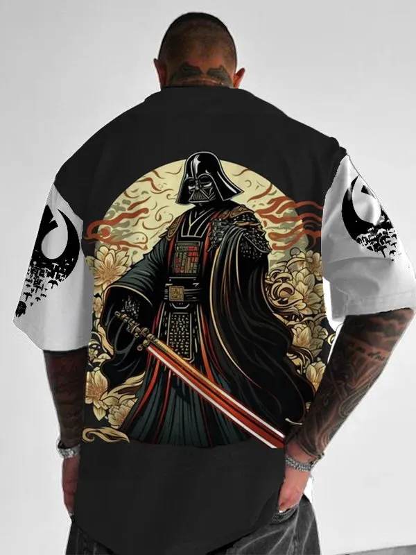 Trendy Samurai Print Short Sleeve Shirt