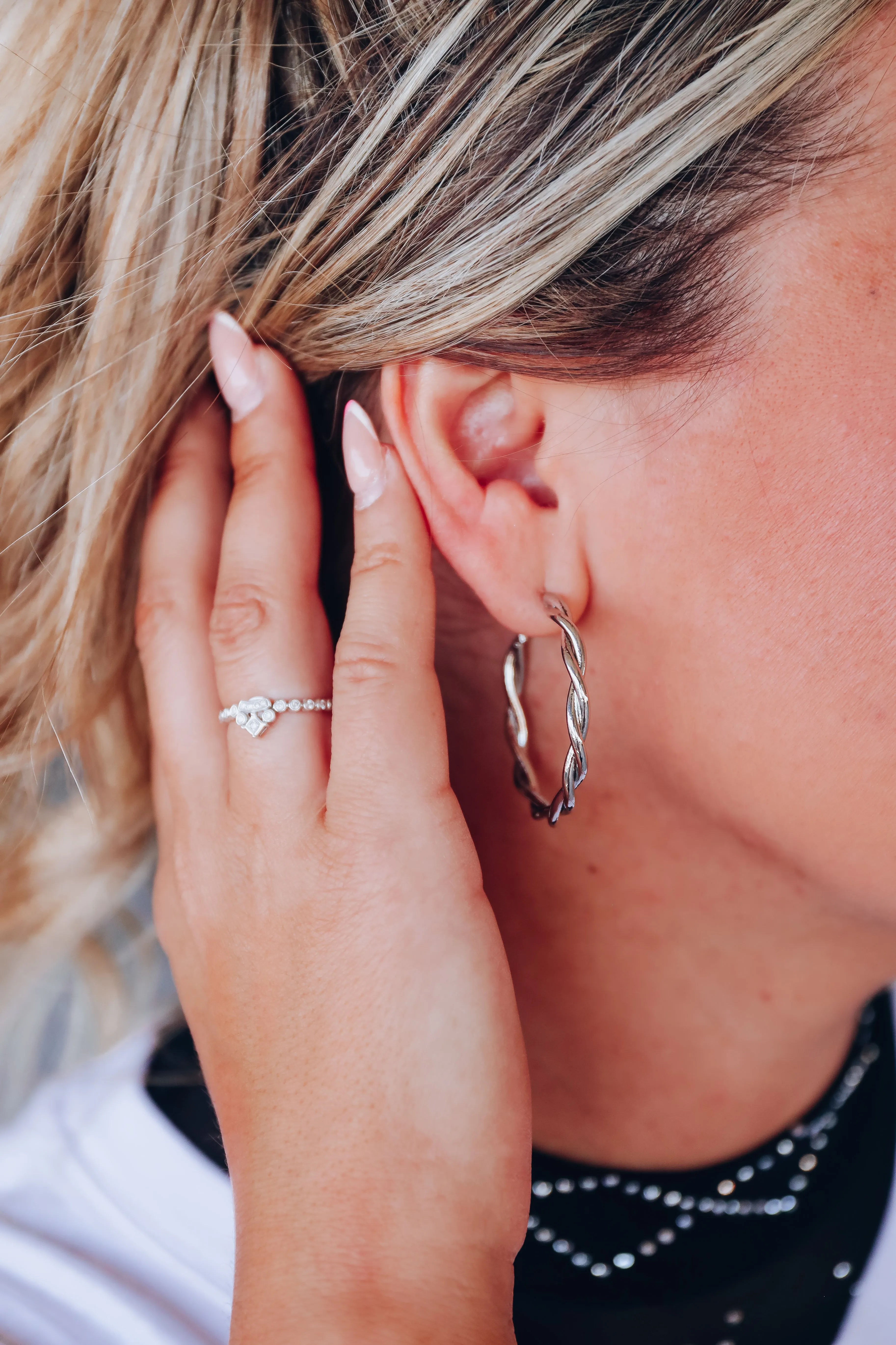 Trendy Twisted Hoops - Silver