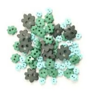 Trimits Mini Craft Flowers Buttons - Green Shades