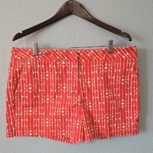 TRINA TURK Corbin 2 II Geometric Print Shorts Coral Red Sz 14 Retro Resort