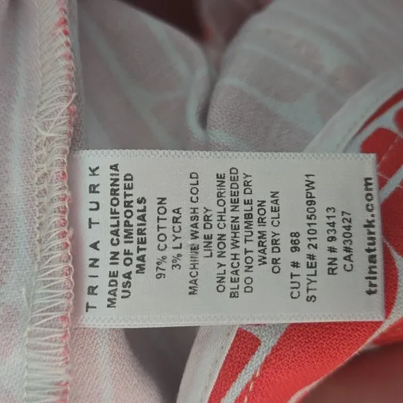 TRINA TURK Corbin 2 II Geometric Print Shorts Coral Red Sz 14 Retro Resort