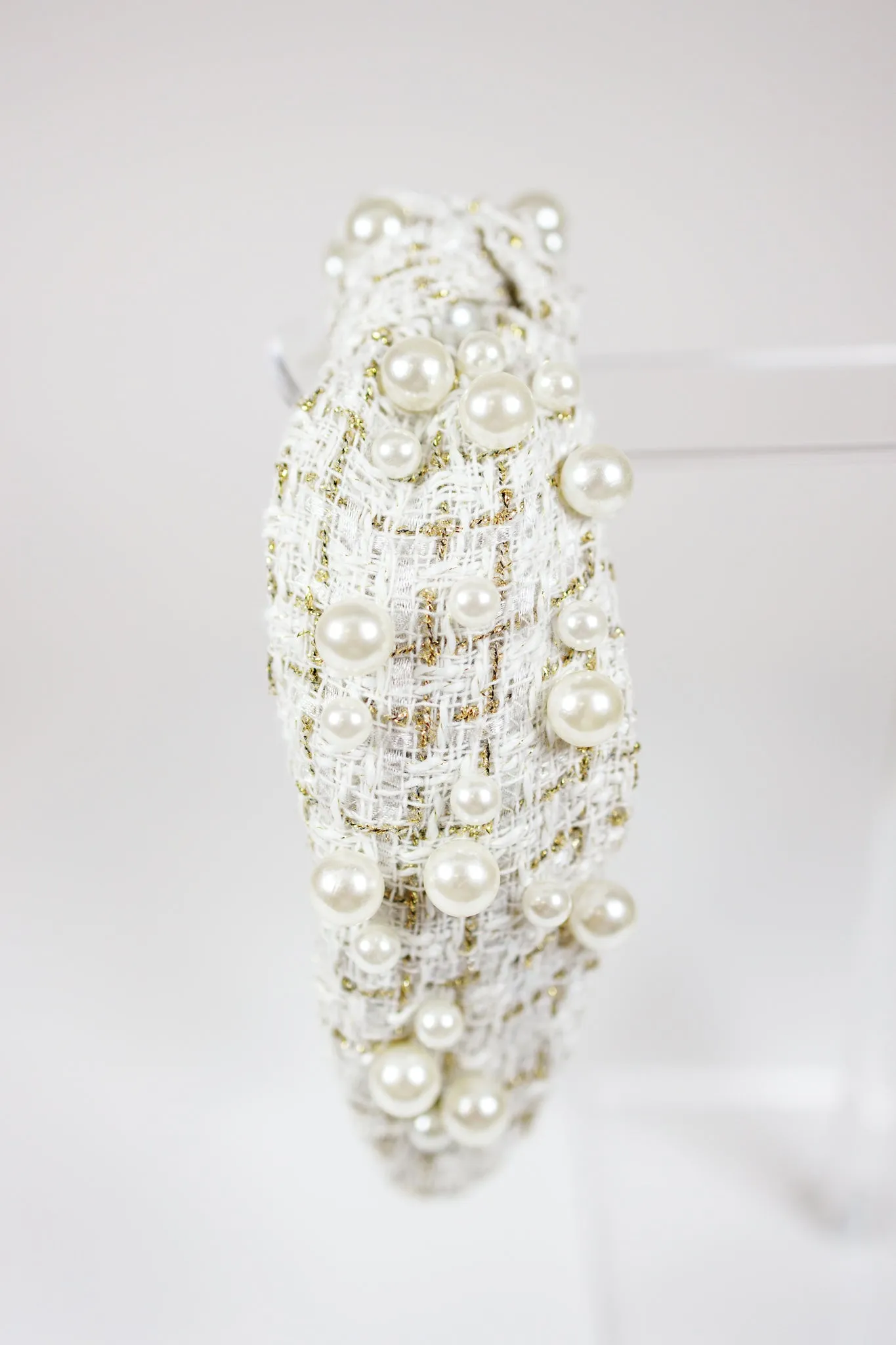 Tweed and Pearl Knotted Headband