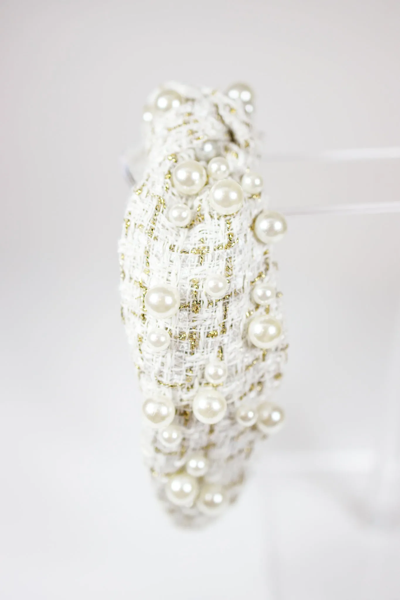 Tweed and Pearl Knotted Headband
