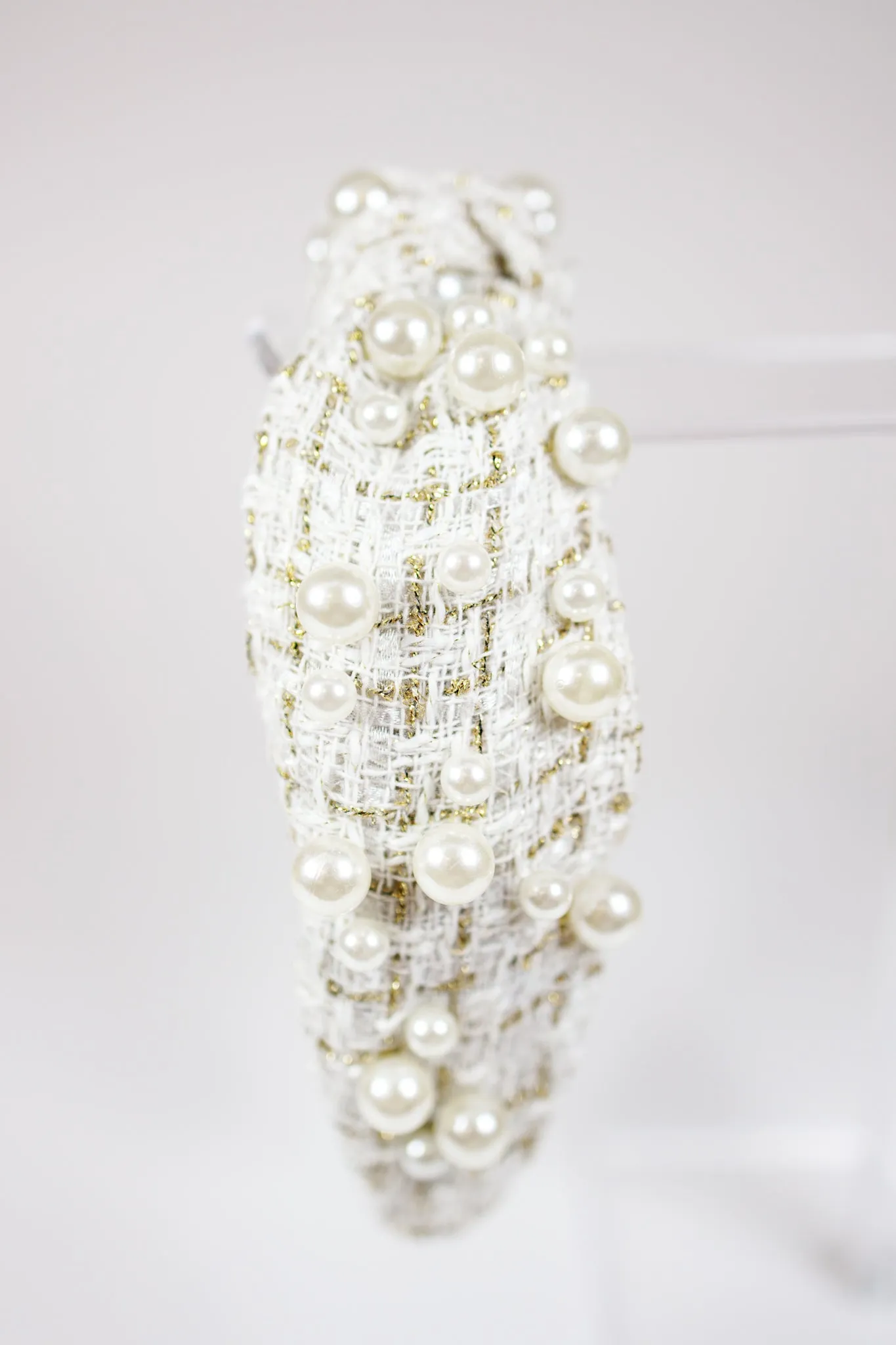 Tweed and Pearl Knotted Headband