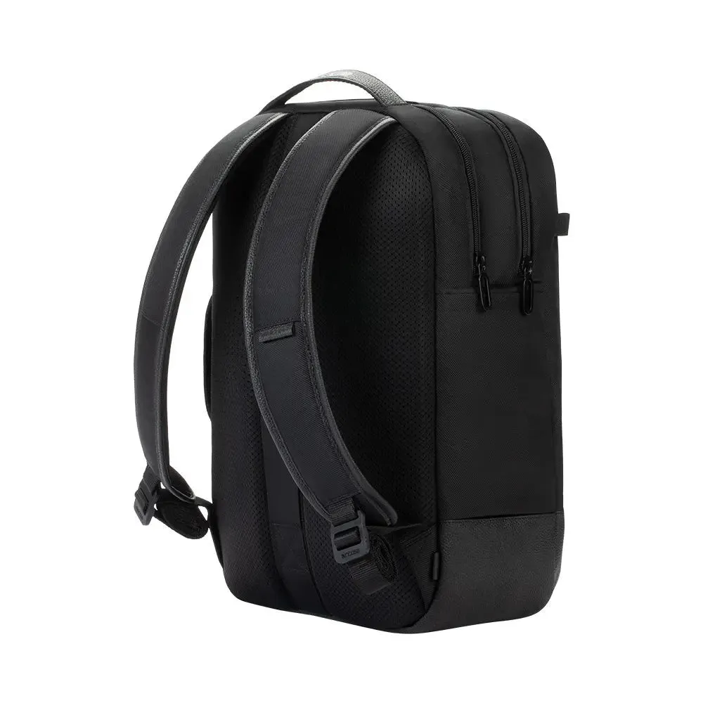 Twill & Leather Backpack with Pebbled Leather