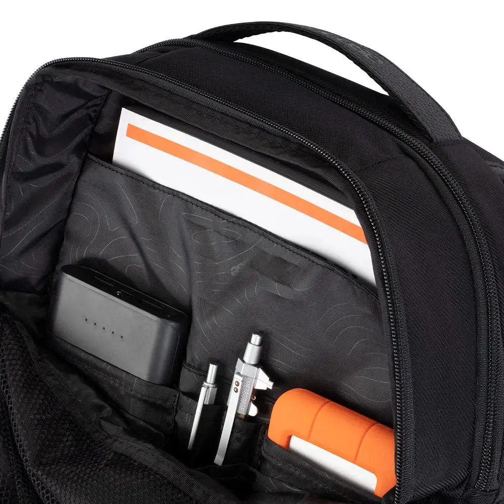 Twill & Leather Backpack with Pebbled Leather