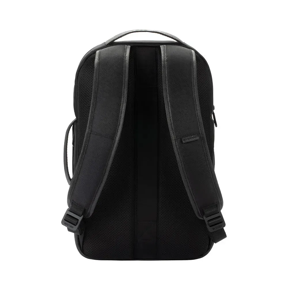 Twill & Leather Backpack with Pebbled Leather