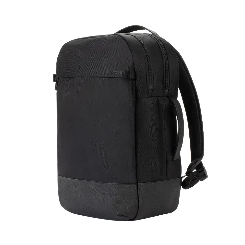 Twill & Leather Backpack with Pebbled Leather