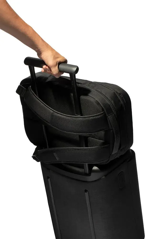 Twill & Leather Backpack with Pebbled Leather
