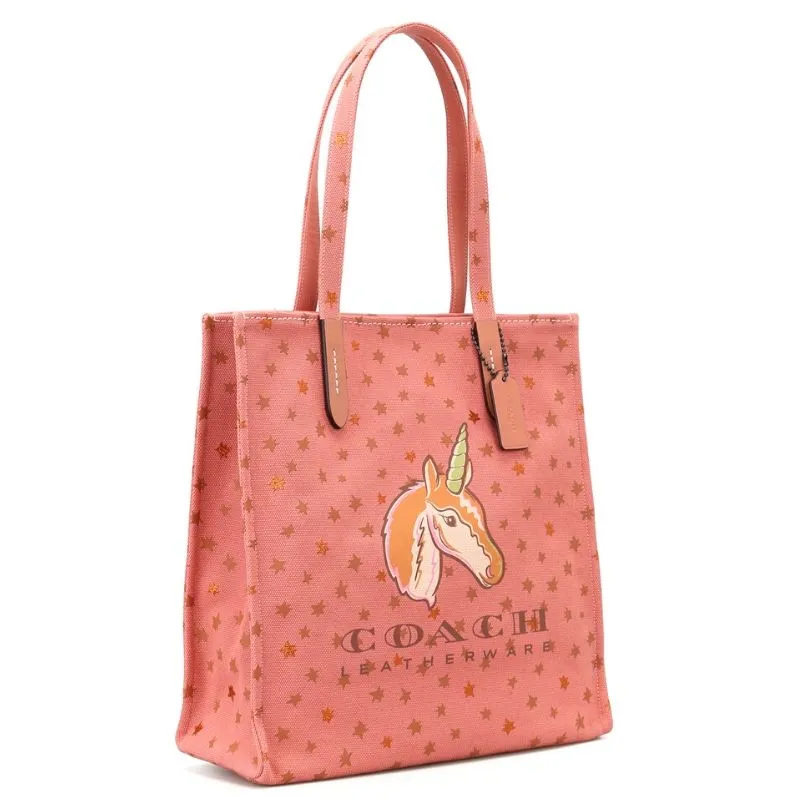 Unicorn Star Print Canvas Tote
