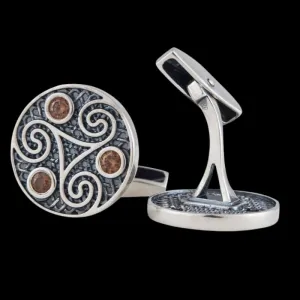 Unique Triskelion Symbol Silver Sterling Cufflinks