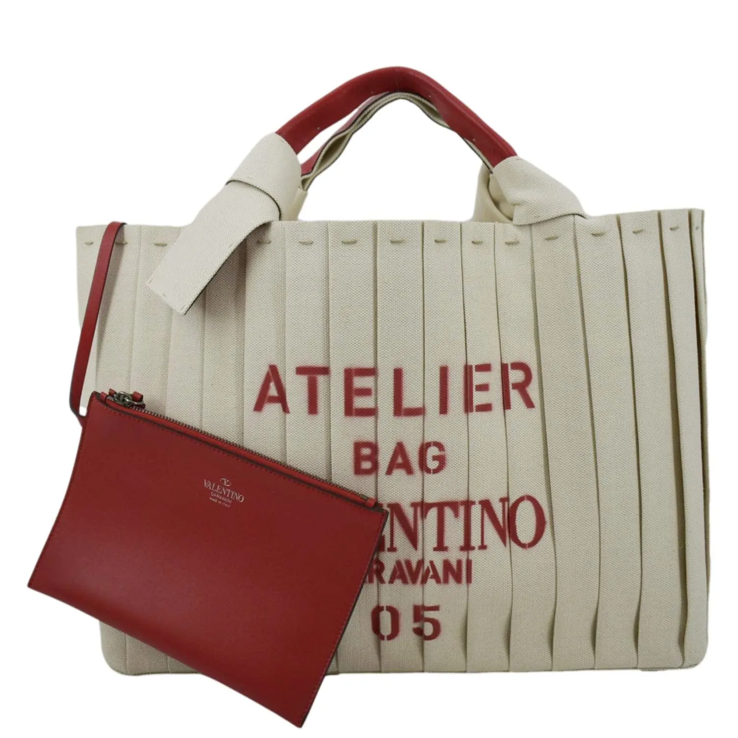VALENTINO GARAVANI Atelier 05 Canvas Tote Bag Beige