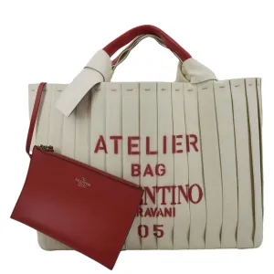 VALENTINO GARAVANI Atelier 05 Canvas Tote Bag Beige
