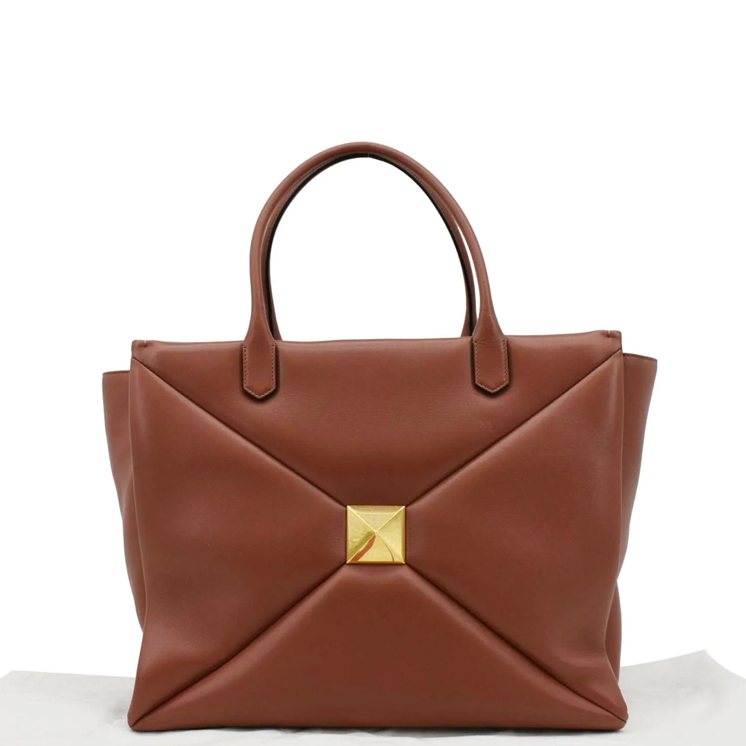 VALENTINO GARAVANI One Stud Large Nappa leather Tote Bag Chestnut Brown