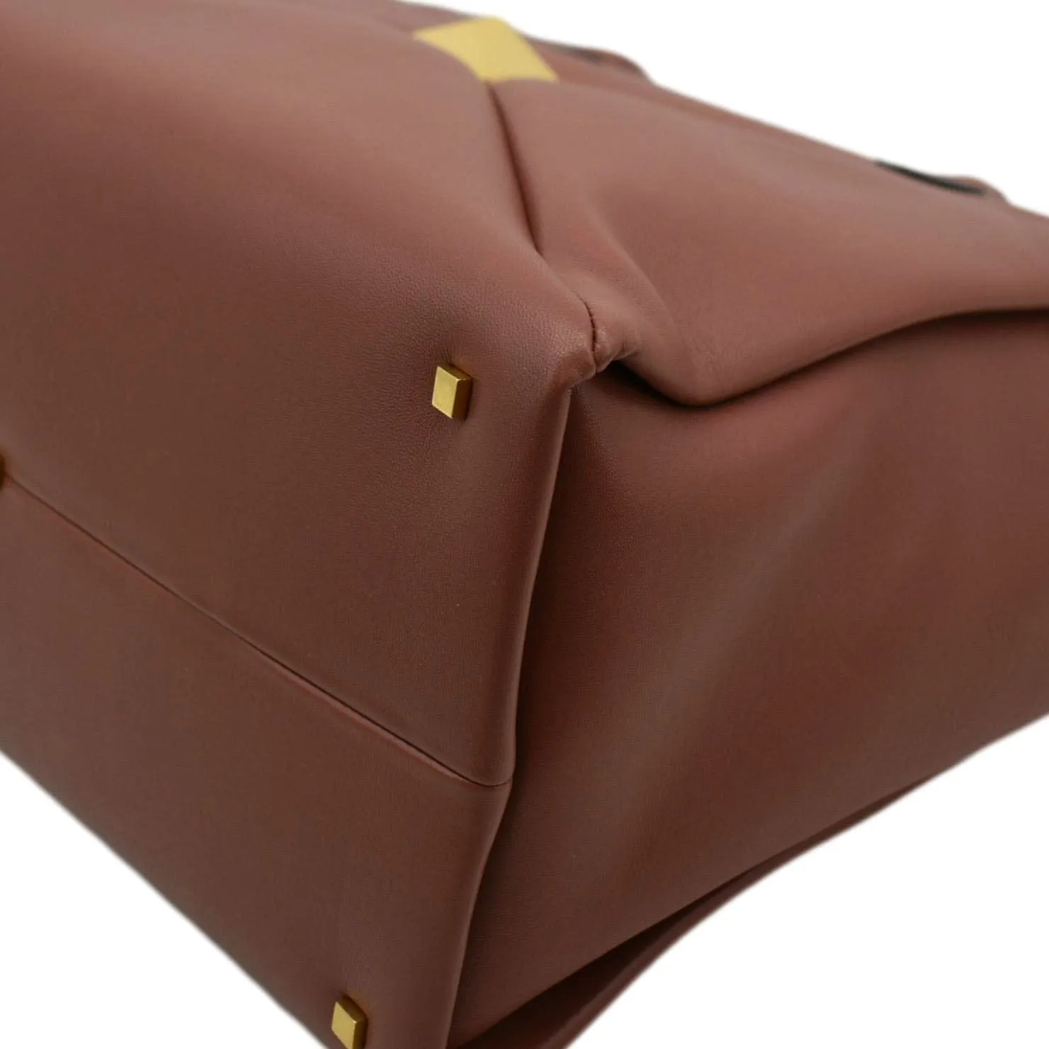 VALENTINO GARAVANI One Stud Large Nappa leather Tote Bag Chestnut Brown