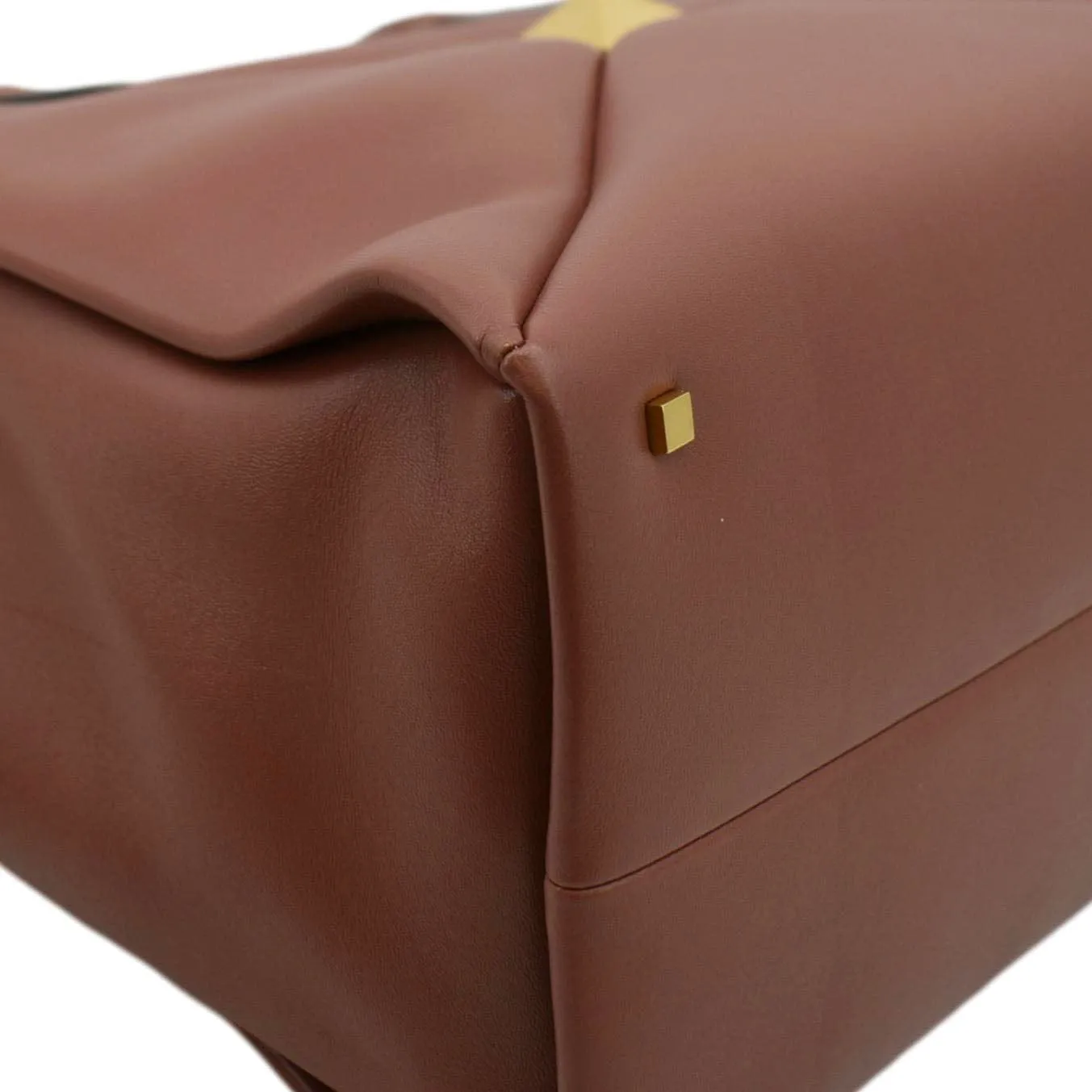 VALENTINO GARAVANI One Stud Large Nappa leather Tote Bag Chestnut Brown