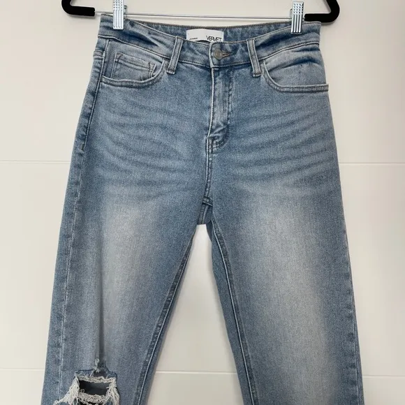 Vervet high waste vervet blue denim hole jeans fall winter chic casual trendy 26