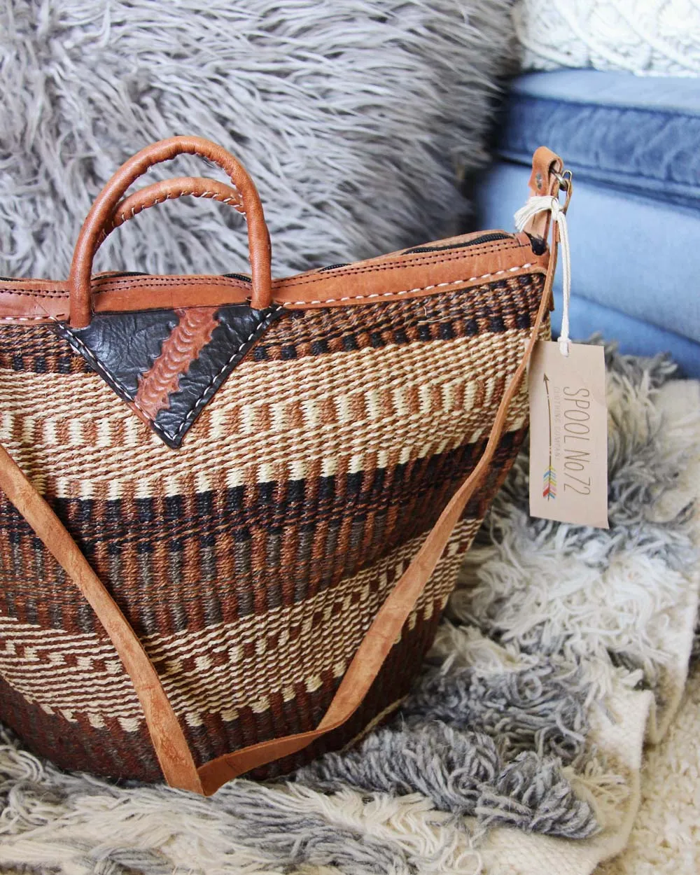 Vintage 70's Palm Tote
