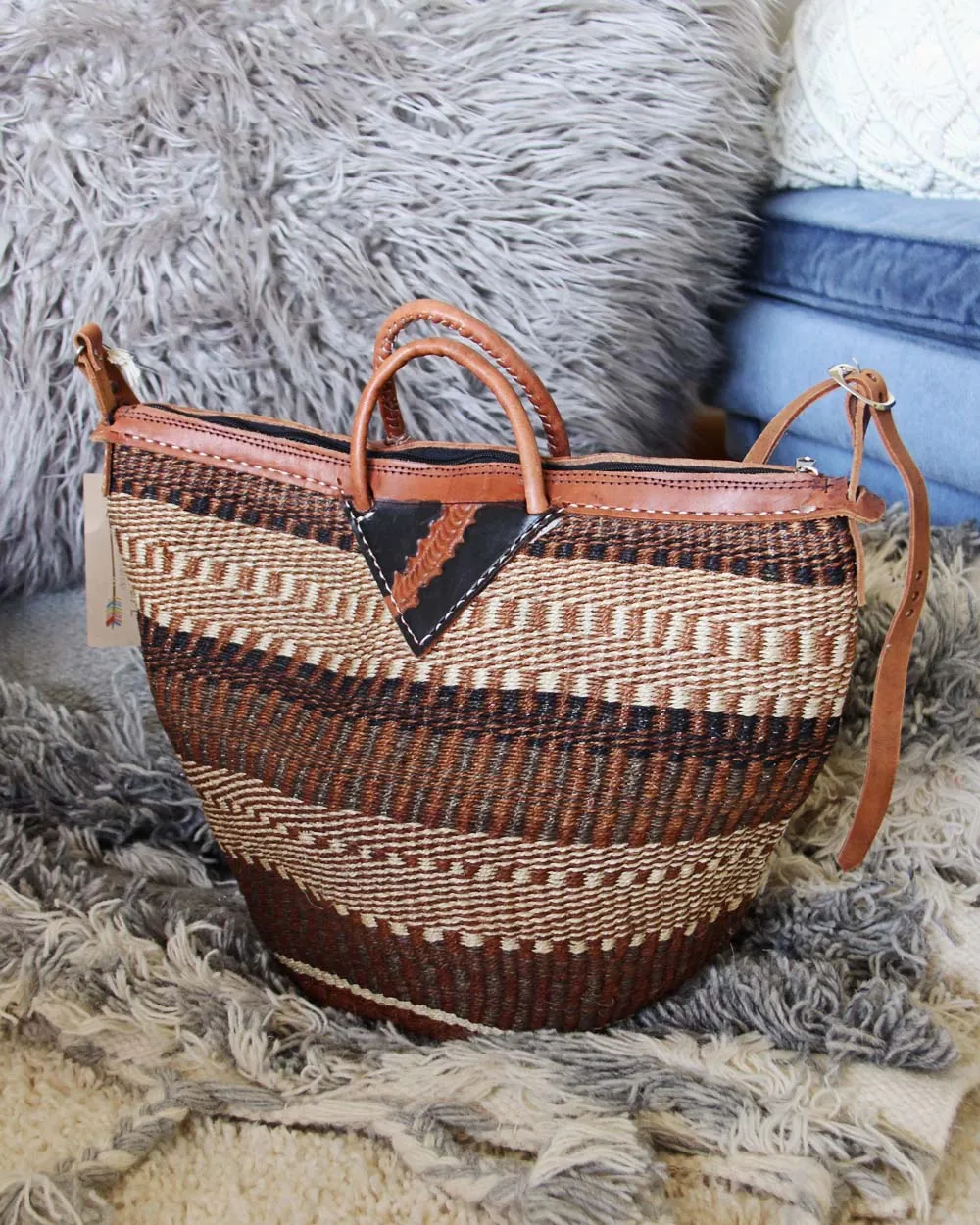 Vintage 70's Palm Tote