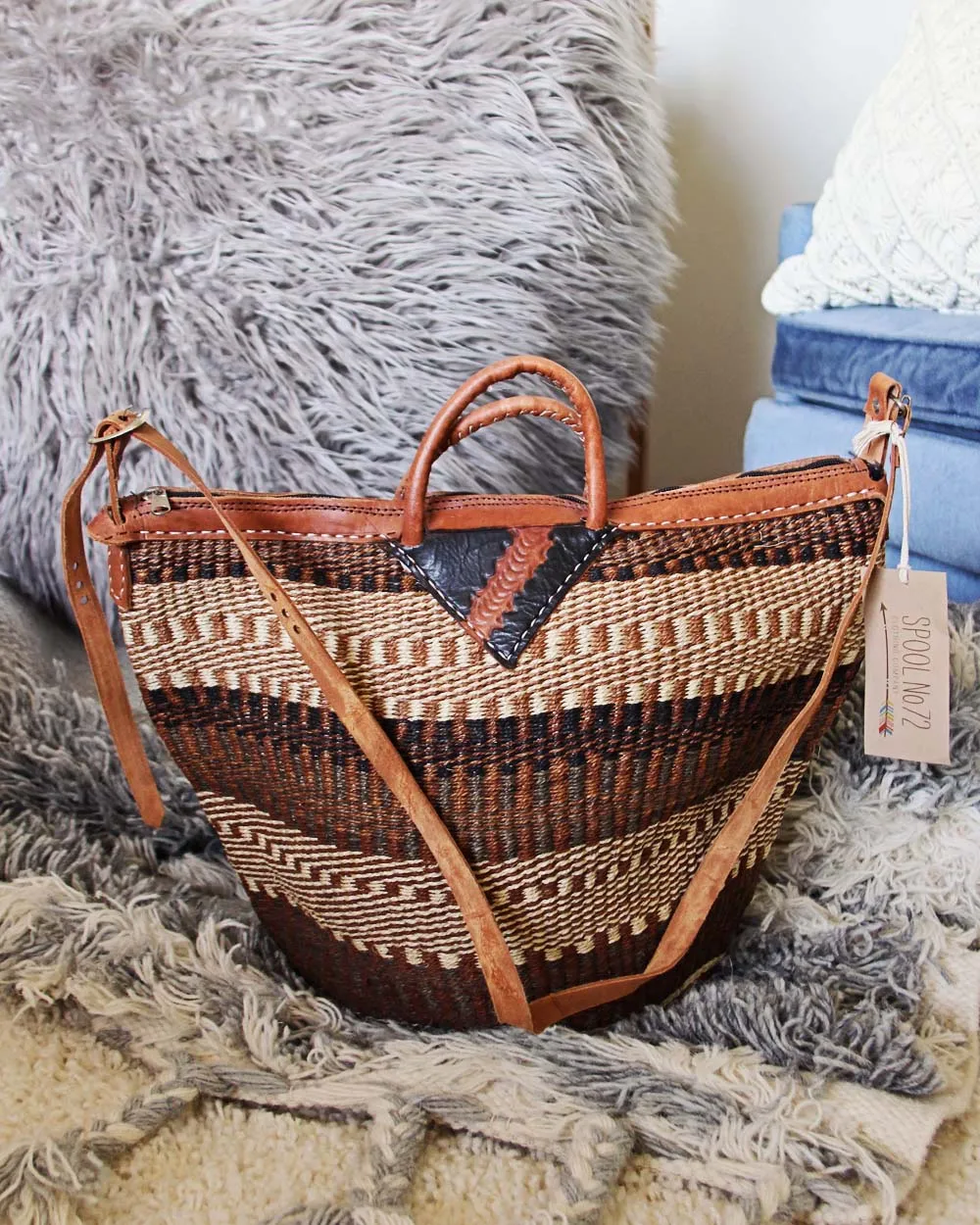 Vintage 70's Palm Tote