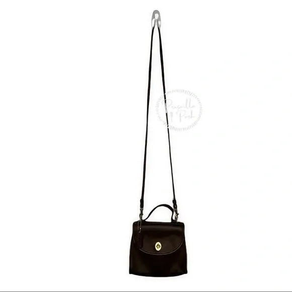 Vintage Coach Regina Bag #9983 Dark Brown Leather 90s Crossbody Top Handle