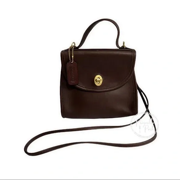 Vintage Coach Regina Bag #9983 Dark Brown Leather 90s Crossbody Top Handle